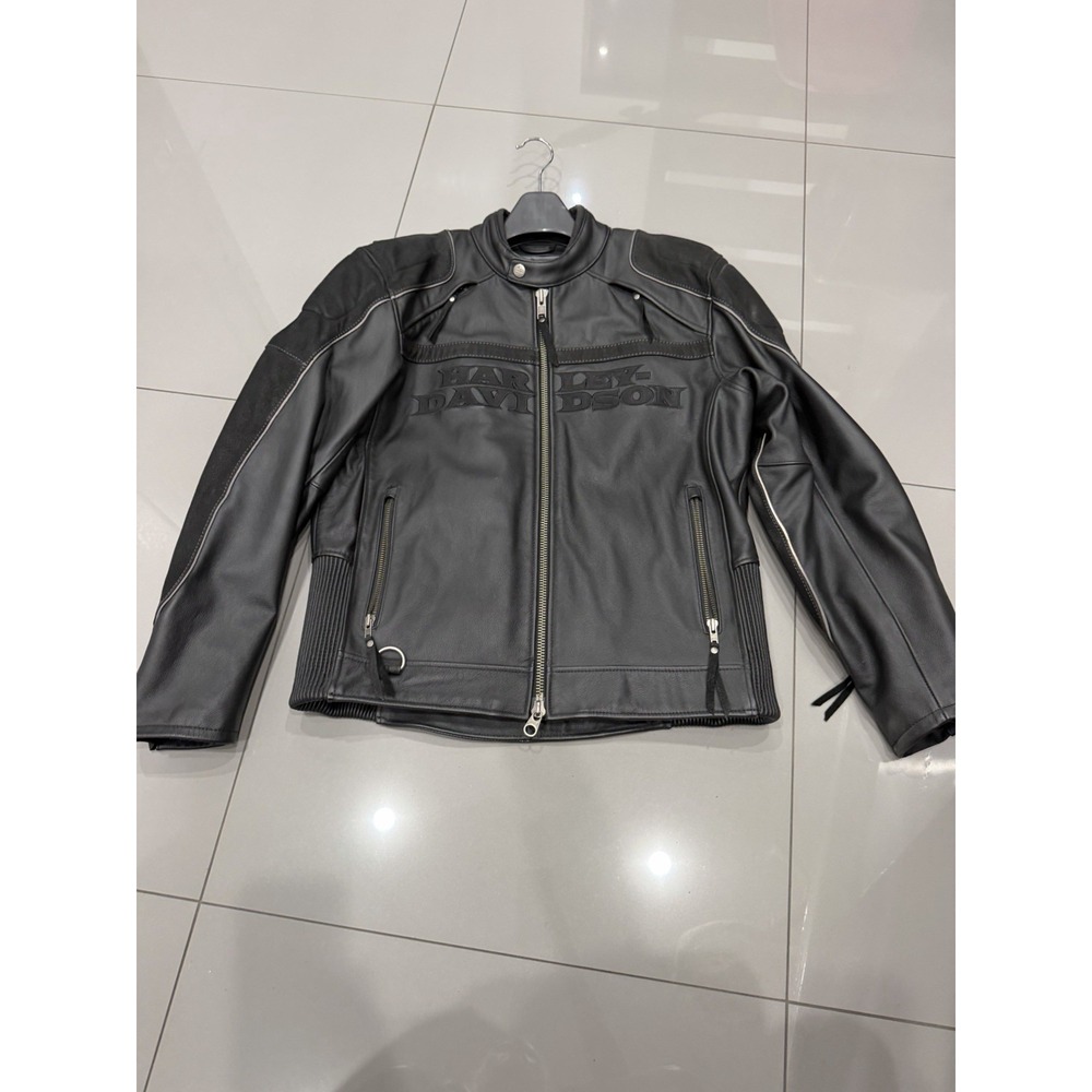 Harley Davidson Mens Reflective Waterproof Leather Jacket L MINT CONDITION
